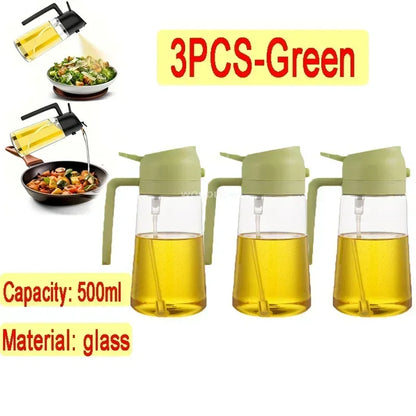 2-in-1 Glass Oil Dispenser & Sprayer | Leakproof, Non-Slip Kitchen Mister