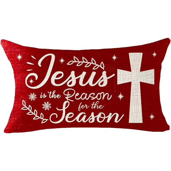 New Christmas style simple letter double-sided printed linen pillow for home decoration, sofa waist pillowcase