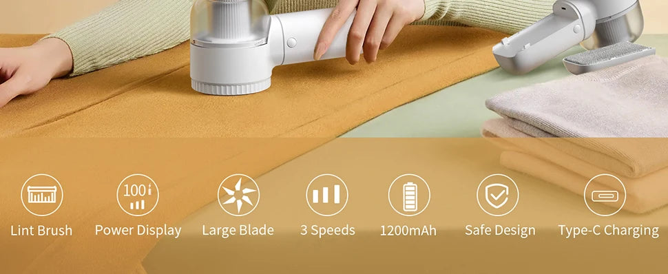 Fabric Shaver, 2 in 1 Rechargeable Lint Remover with Brush with Digital Display 3 Speeds Lint Shaver for Clothes Sofa Bedding