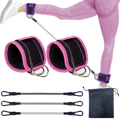 LOOGDEEL TPE Resistance Bands Ankle Straps Fitness D-Ring Support Ankle Cuffs Yoga Band Gym Guard Leg Strength Safety Extensions