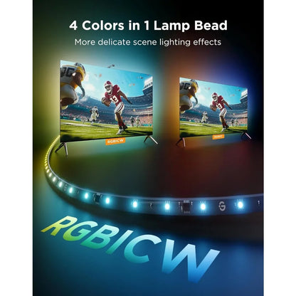 Smart TV Backlight Strip with Camera – RGBICW LED Lights, 11.8ft, Wi-Fi Sync, Alexa & Google Control – Fits 55-65 Inch TVs