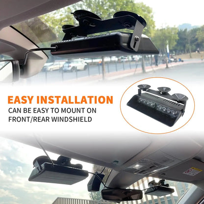 2 in 1 LED Emergency Strobe Lights for Vehicles Front/Rear Windshield with Suction Cups,Dash Deck Safety Flashing Hazard Warning