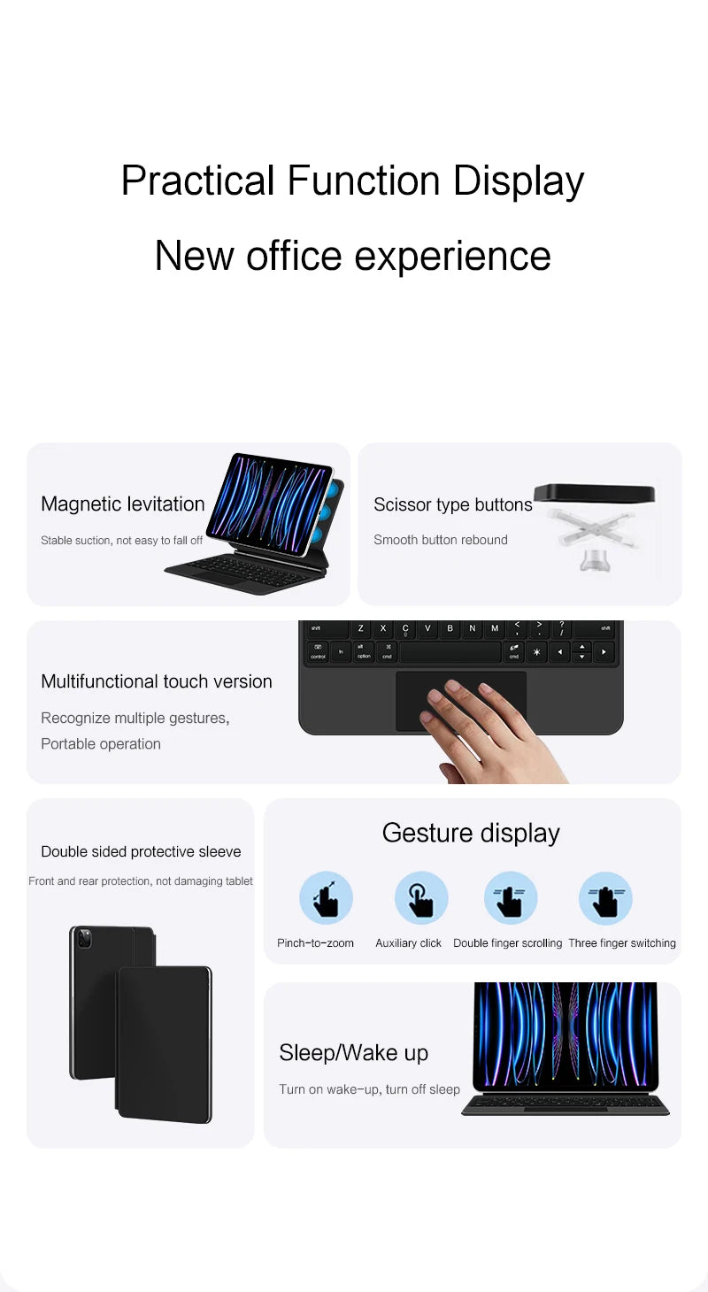 Magic Keyboard For iPad Pro 11 12.9 M4 2024 6th 5th 4th 3rd 2022 2021 2020 2018 M2 Air 4 5 10.9 10th Wireless Smart Cover Case