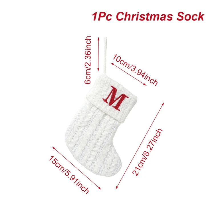 Christmas Socks Knitting Snowflake Letter Stocking Christmas Decoration For Home 2025 Xmas Tree Ornament Gift Navidad Natal 2026