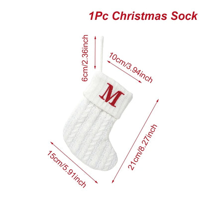 Christmas Socks Knitting Snowflake Letter Stocking Christmas Decoration For Home 2025 Xmas Tree Ornament Gift Navidad Natal 2026