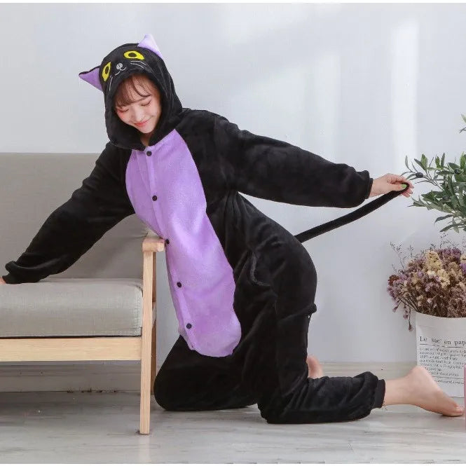 Animal Onesies Lion Tiger Leopard Wolf Fox Zebra Hippo Koala Bat Donkey Rabbit Chinchilla Frog Bee Penguin Dog Kigurumi Adult