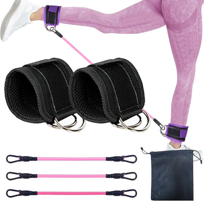 LOOGDEEL TPE Resistance Bands Ankle Straps Fitness D-Ring Support Ankle Cuffs Yoga Band Gym Guard Leg Strength Safety Extensions