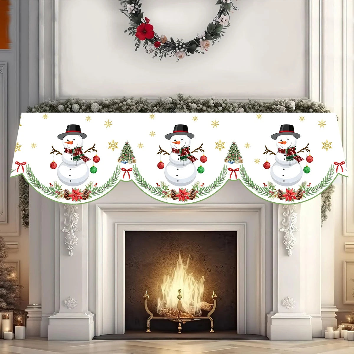 Christmas Santa Snowman Fireplace Mantel Scarf Christmas Decorations for Home 2025 Living Room Xmas Navidad New Year Gifts 2026