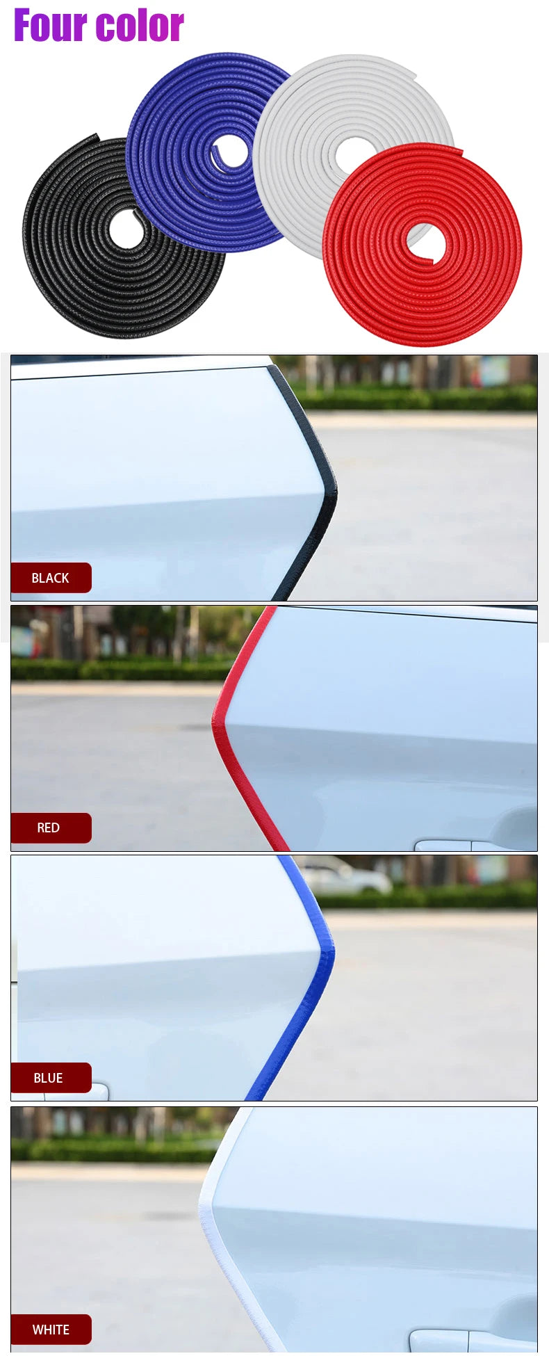 2/3/5M Car Door Anti Collision Strip with Steel Disc Bumper Trim Edge Scratch Protector Strip Sealing Guard Styling Car Decor