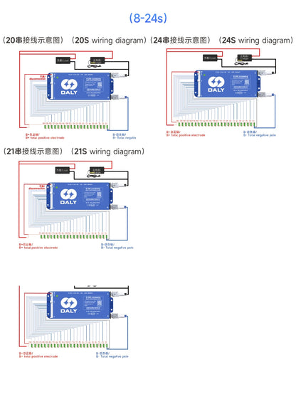 Daly BMS Smart Lifepo4 8S BMS Wifi Active Balancer 1A Current BMS 4S 12V 16S 48V Bluetooth 40A 60A 80A 100A 150A 200A Li-ion CAN