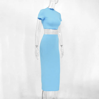 Women’s 2-Piece Crop Top & Skirt Set – Sexy Summer Partywear