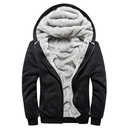 Winter Warm Sherpa Lined Coat for Men Heavyweight Plush Fleece Jackets Outwear Long Sleeve Zip Up Hoodie Sweatshirt Tops Outfits