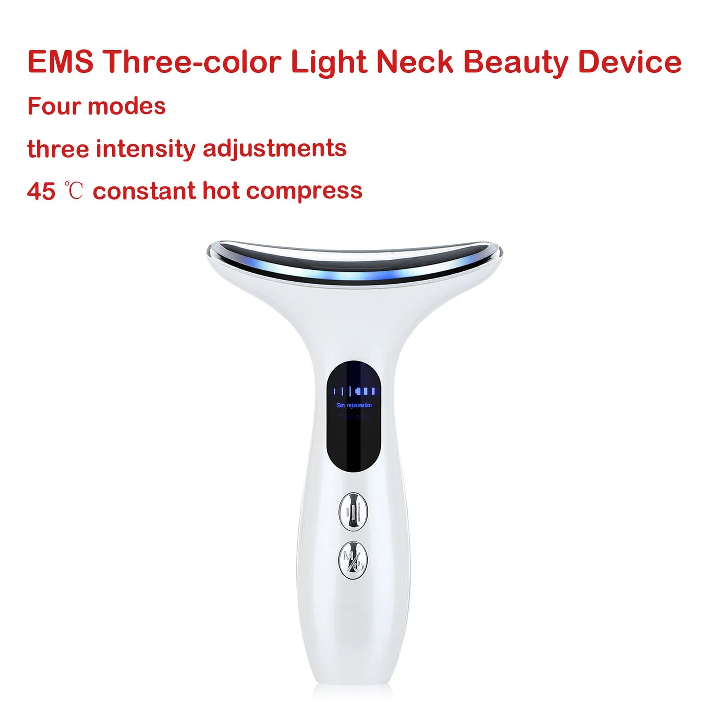 EMS Three Color Light Firming Rejuvenating Neck Beauty Device Skin Ion Importer Facial Lifting Neck Lines Wrinkles Device