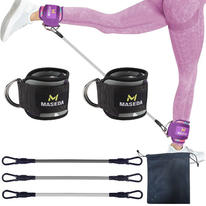 LOOGDEEL TPE Resistance Bands Ankle Straps Fitness D-Ring Support Ankle Cuffs Yoga Band Gym Guard Leg Strength Safety Extensions
