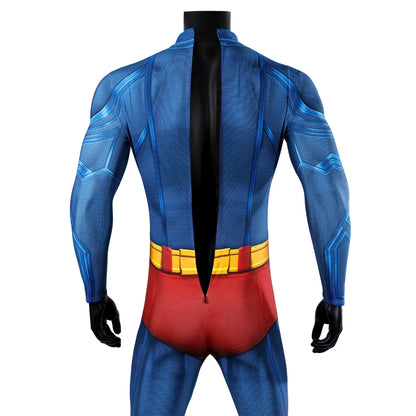 Hero Zentai Man Clark Kent Disguise Super High Quality Halloween Cosplay Costume Bodysuit with Red Cloak 3D Printed Kent Outfit