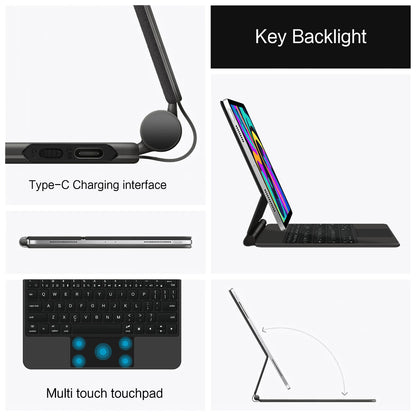 Magic Keyboard For iPad Pro 11 12.9 M4 2024 6th 5th 4th 3rd 2022 2021 2020 2018 M2 Air 4 5 10.9 10th Wireless Smart Cover Case