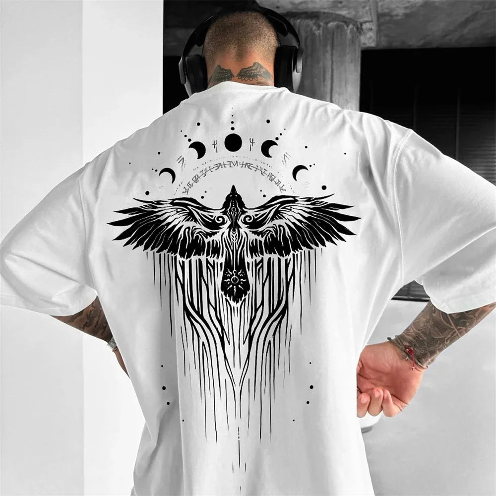 Wiki Ethnic Totem Graphic Men's T-Shirt Summer Street Y2K Cotton Short Sleeve T Shirts for Men Casual Vintage Tops Clothing