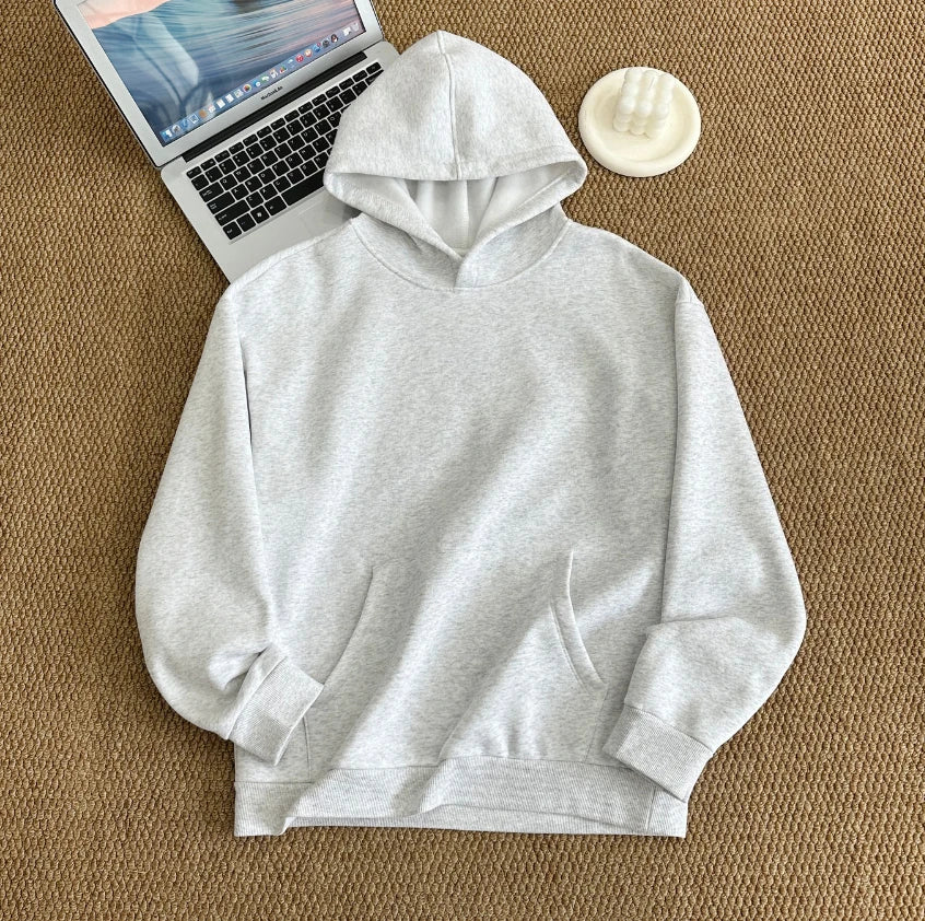 2025 unisex hooded sweatshirt men's solid color sweatshirt men's and women's long sleeved plug-in pocket pulloverolid Women Warm