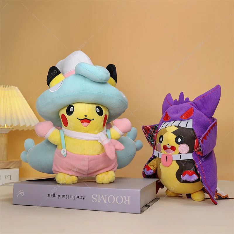 Pokémon Plush Halloween Pikachu Cos Mimikyu Hattrem Full Belly Mode Morpeko with Gengar's Cloak Doll Halloween Christmas Gift