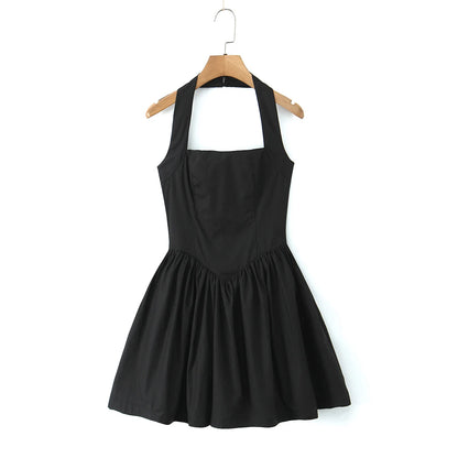 Yellow Halter Mini Dress – Backless A-Line Summer Style