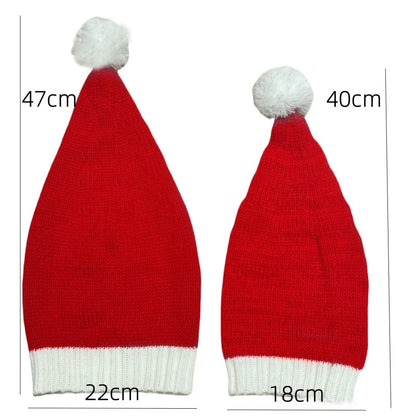 2025 Knitted Christmas Hats Cute Pompom Adult Kids Soft Beanie Hat New Year Party Kids Gift Navidad Noel Christmas Decoration