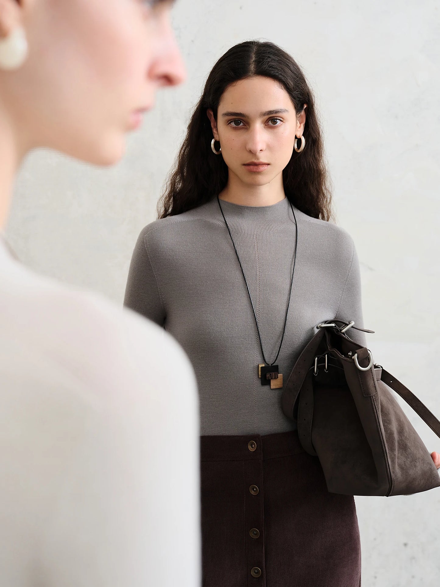 FSLE【Premium Series】German Biella Wool Autumn Super Fine Washable Seamless One-Piece Mock Neck Thermal Base Layer Shirt Women