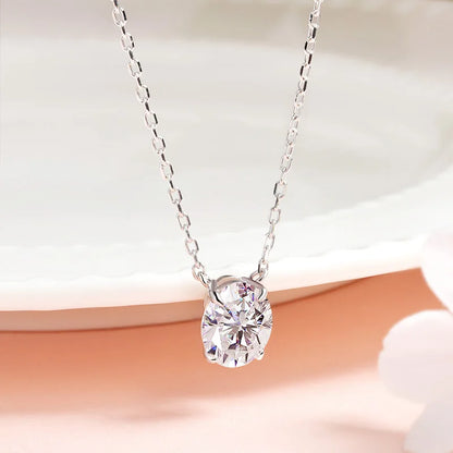 Smyoue 1CT 2CT 3CT Oval Cut Moissanite Necklaces for Women Jewelry 100% Real Silver Chain 925 Pandant Lab Diamond Birthday Gift