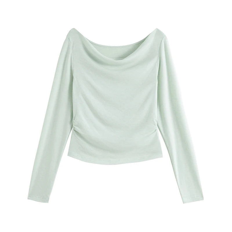 Women's Slim Fit Wool Blend Long Sleeve Top – Spring Office Style