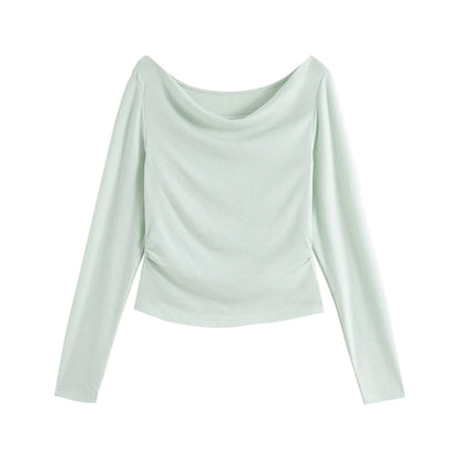 Women's Slim Fit Wool Blend Long Sleeve Top – Spring Office Style
