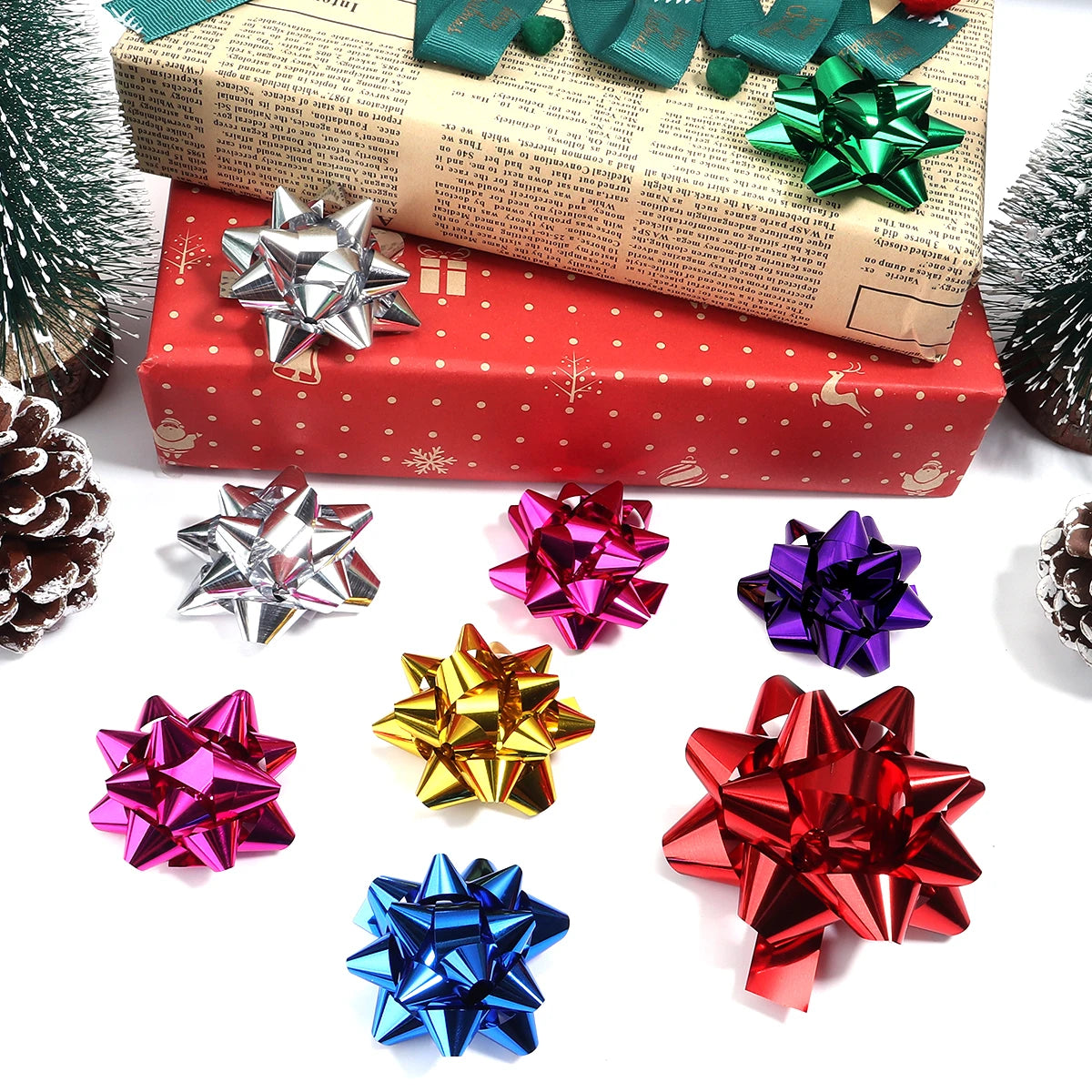 10/20pcs Small Star Bows for Present Wrapping Multi Colors Christmas Ribbon Bows for Parties Birthdays Wedding Holidays