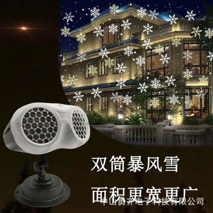 Christmas Snowfall Projector Light Owl Shape Outdoor Highlight Landscape Dynamic LED Snowflake Projection Lamp for New Year Lamp