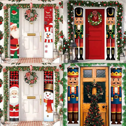 Merry Christmas Door Banner Decoration 2025 Christmas Decor for Home Xmas Hanging Ornaments Navidad Noel Gifts New Year 2026