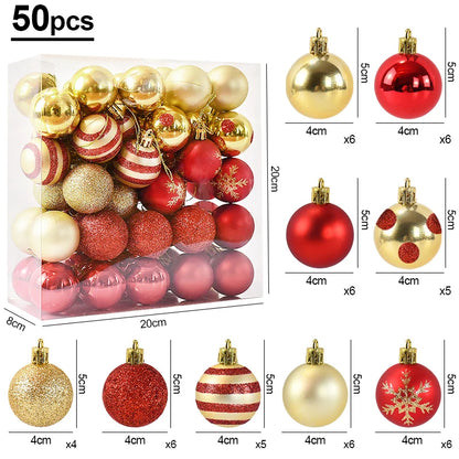 50Pcs/box Christmas Balls Christmas Tree Ornaments Ball Xmas Hanging Tree Pendants Home Decor 2025 New Year Gift Noel Navidad