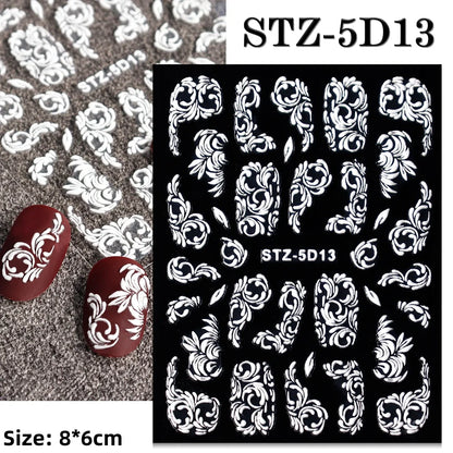 Cute Deer Christmas Nail Stickers 5D Embossed Elk Star Gingerbread Man Snowflake Santa Claus Holly DIY Winter Engraved Manicure*