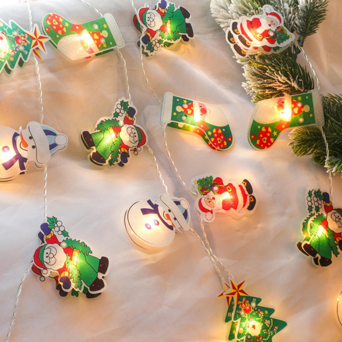 LED Christmas Tree Snowman Snowflake LED String Lights Home Window Ornament Lamp For New Year Party Garden Decoration