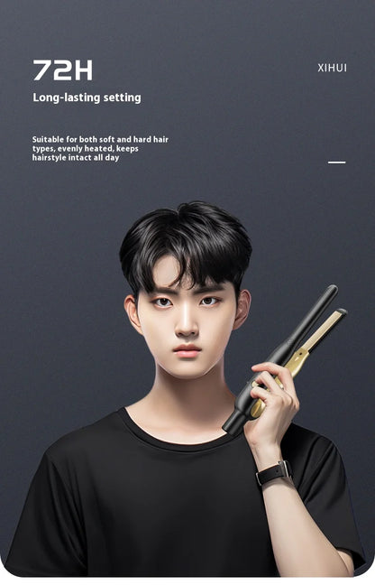 2-in-1 Mini Hair Straightener & Curler - Ceramic Fast Heating 140-220°C - Portable Flat Iron for Short Hair Travel Styling