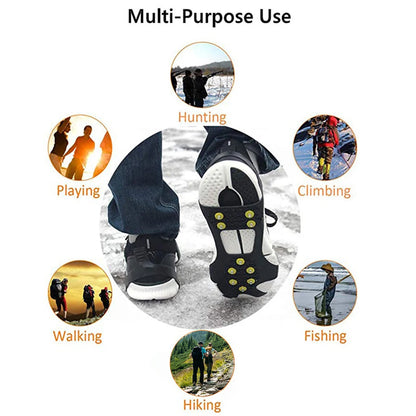 10/5 Teeth Climbing Crampons Anti-Slip Mountaineering Cleats Outdoor Unisex Snow Claw Shoe Covers Walking Hiking Accessories