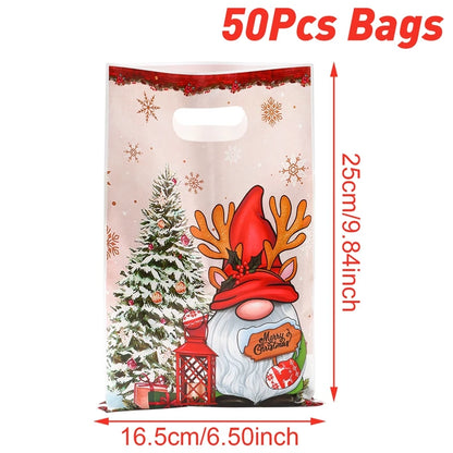 10/25/50pcs Christmas Cute Gift Bags Christmas Party Decoration 2025 Xmas Santa Claus Handbags Navidad Natal New Year Gift 2026