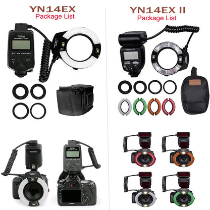 Yongnuo YN14EX II TTL Macro Ring Flash Speedlite Led Light  for Canon Sony Camera Oral Cavity Teeth Ornaments Close-up Shooting