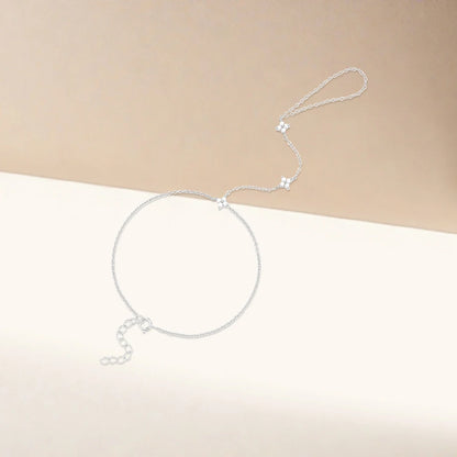 Aide 925 Sterling Silver Fine Jewelry Geometric Lucky Flower CZ Sparking Zircon Bracelets For Women Hand Chain Bracelets Jewelry