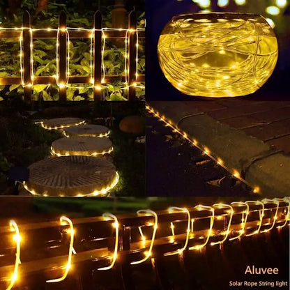 300LED Solar Rope Strip Light Outdoor Waterproof Fairy Light Strings Christmas Decor for Garden Lawn Tree Yard Fence Pathway