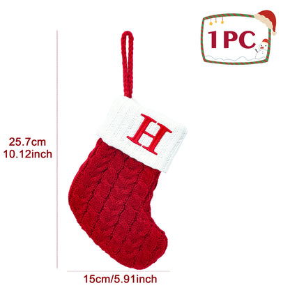 Christmas Socks Knitting Snowflake Letter Stocking Christmas Decoration 2025 For Home Xmas Tree Ornament Gift Navidad Natal 2026