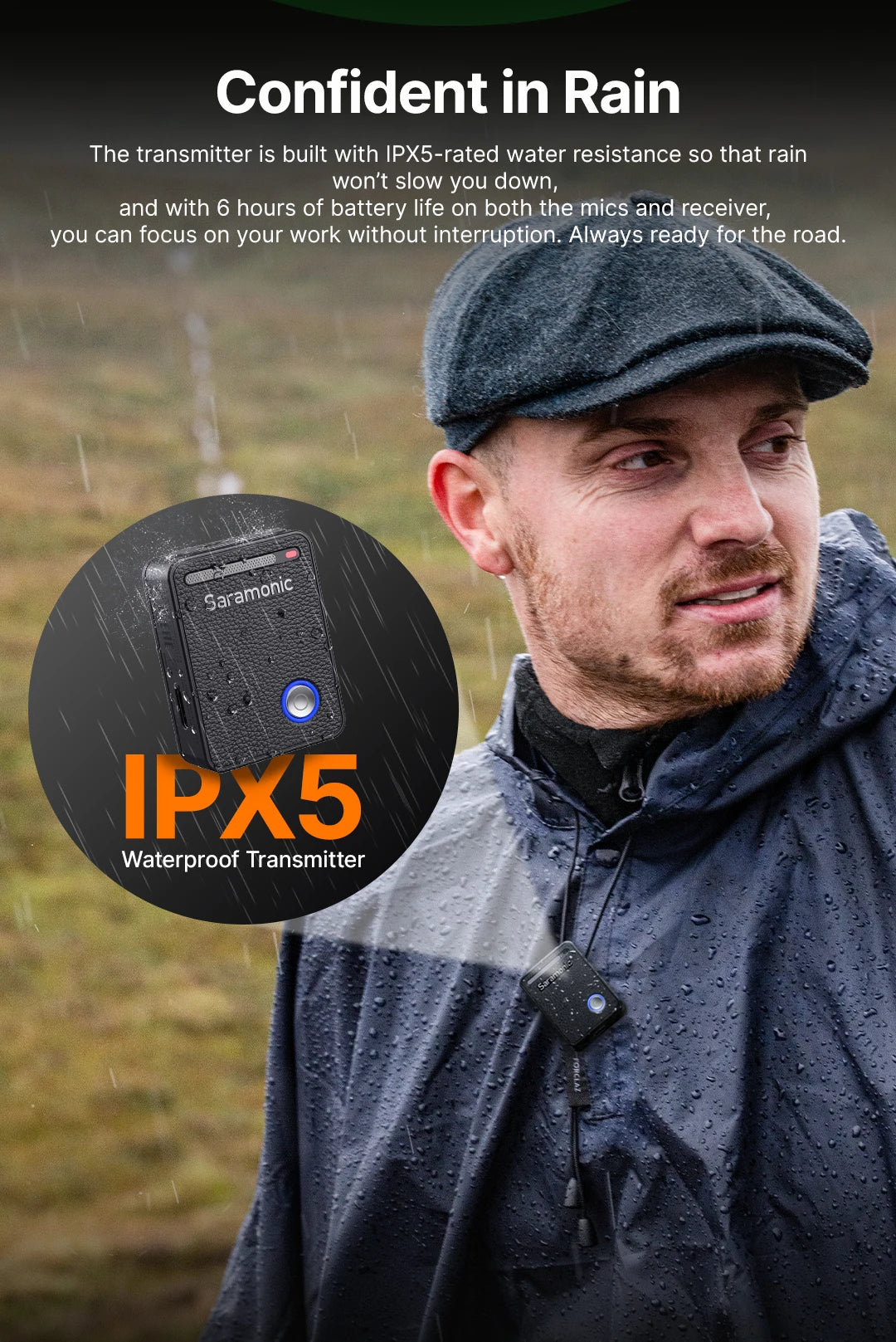 Saramonic Ultra Wireless Lavalier Microphone for iPhone Android USB-C Smartphones DSLR Cameras Streaming Video Recording Youtube