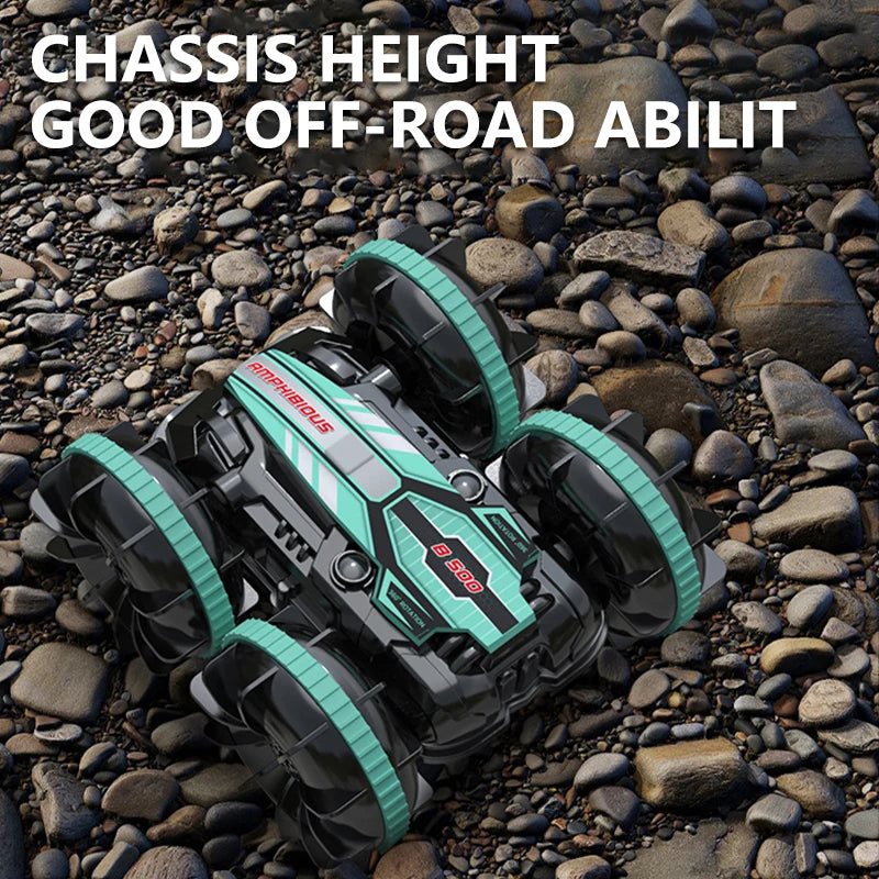 Remote Control Car 2.4G Rc Boat Waterproof Controlled Amphibious Stunt Car 4WD All Terrain Beach Pool Toys for Boys Girls Gift