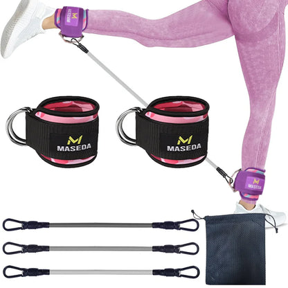 LOOGDEEL TPE Resistance Bands Ankle Straps Fitness D-Ring Support Ankle Cuffs Yoga Band Gym Guard Leg Strength Safety Extensions