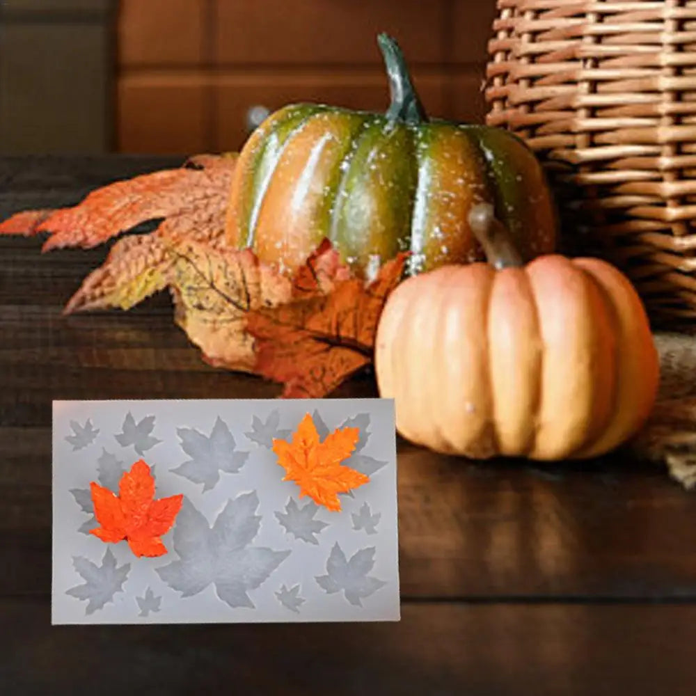 Pumpkin Silicone Molds 3D Pumpkin Maple Leaves Cookie Molds Candle Making Kit Fall Decor Making Accessories for Crafting Baking