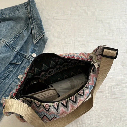 Bohemian Style Crossbody Bag Large Capacity Stylish Chest Bag Dumpling Backpack Heavy Canvas The Shoulder Strap Adjustable