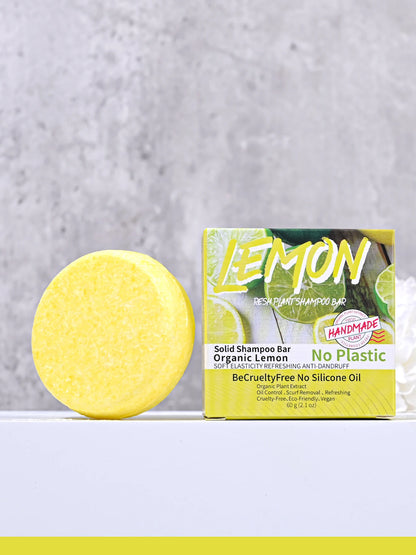 J+60g Nature Plant Lemon Solid Shampoo Refreshing Oil Control Shampoo Bar Extraction Dandruff Shampoo Vegan Soap
