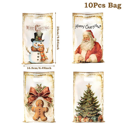10/25/50pcs Christmas Cute Gift Bags Christmas Party Decoration 2025 Xmas Santa Claus Handbags Navidad Natal New Year Gift 2026