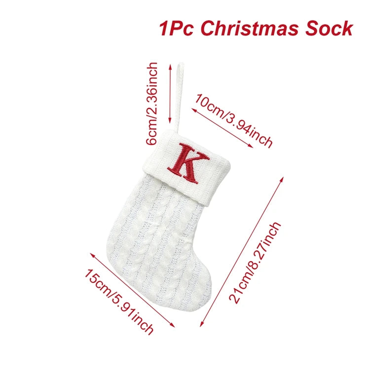 Christmas Socks Knitting Snowflake Letter Stocking Christmas Decoration For Home 2025 Xmas Tree Ornament Gift Navidad Natal 2026